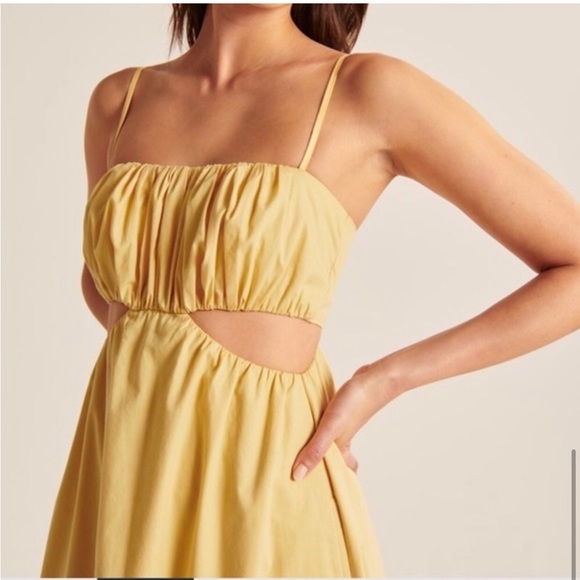 Abercrombie and Fitch Bubble top Yellow Maxi Dress XL - Picture 2 of 5